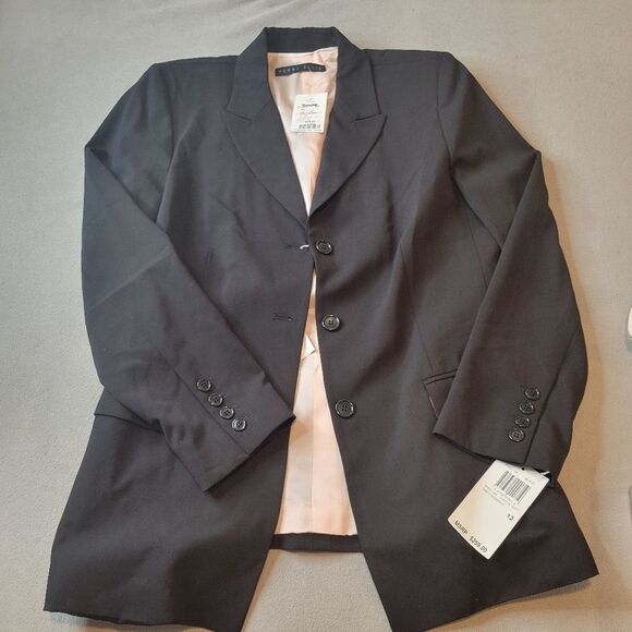 Perry Ellis Black Long Blazer Jacket Size 10 - Picture 1 of 11